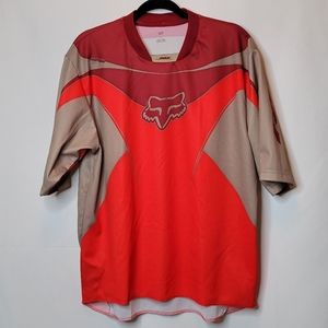 Fox Cycling Bike Jersey Red Tan Size Large